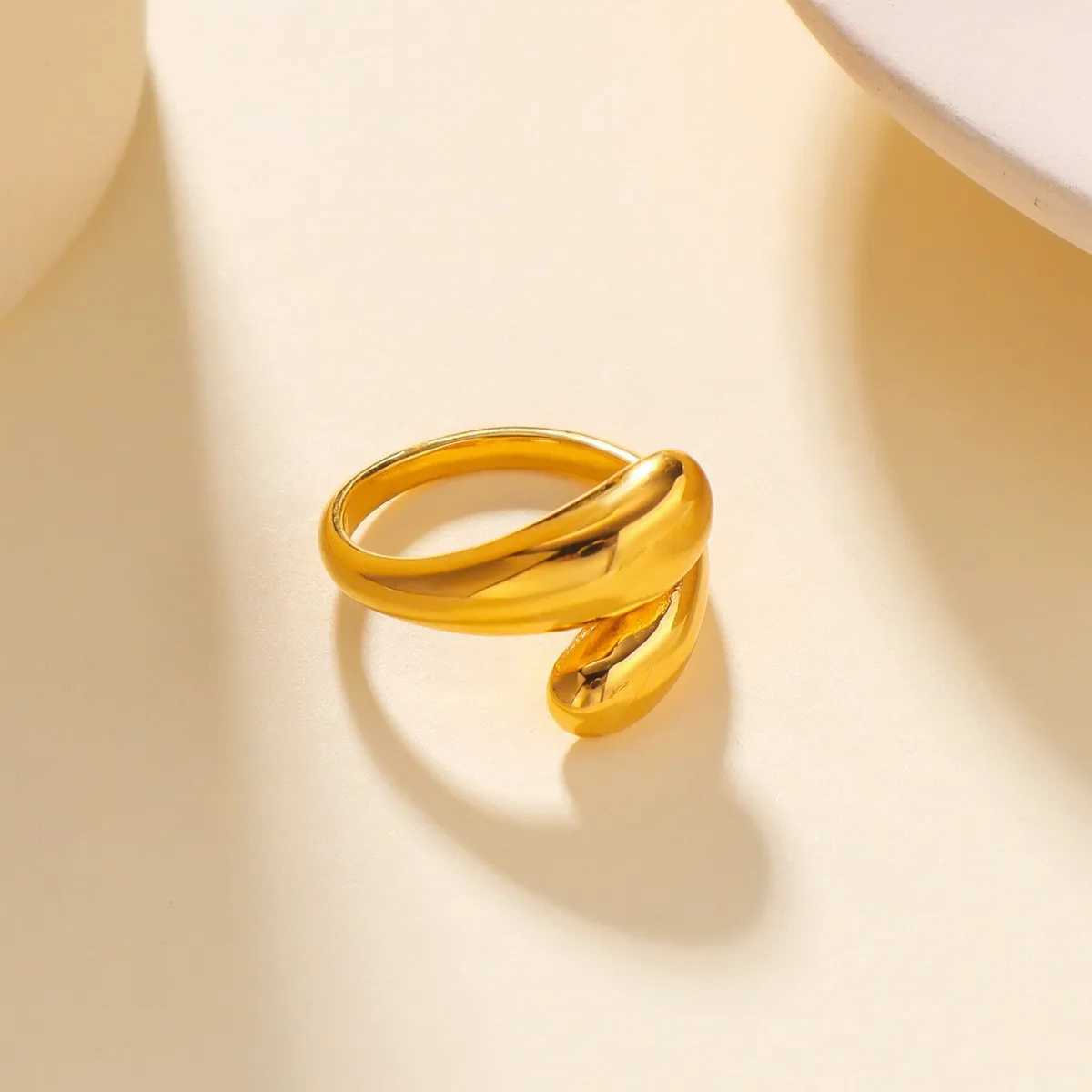 Teamer Waterdrop Cross Open Adjustable Ring Stainless Steel Minimalist Ring Womens Fashion Jewelry Valentines Day Gift W250111