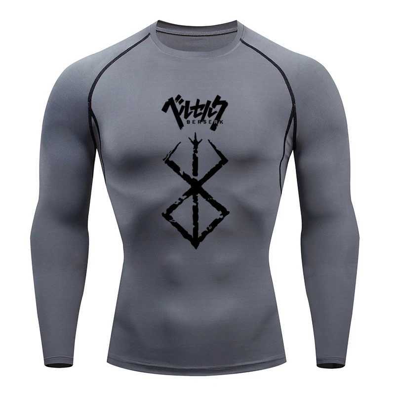 Anime Fury Compression T-shirt Mens Fitness Tight Long Sleeve Sports T-shirt Training Jogging Shirt Gym Sportswear Quick Drying W250111