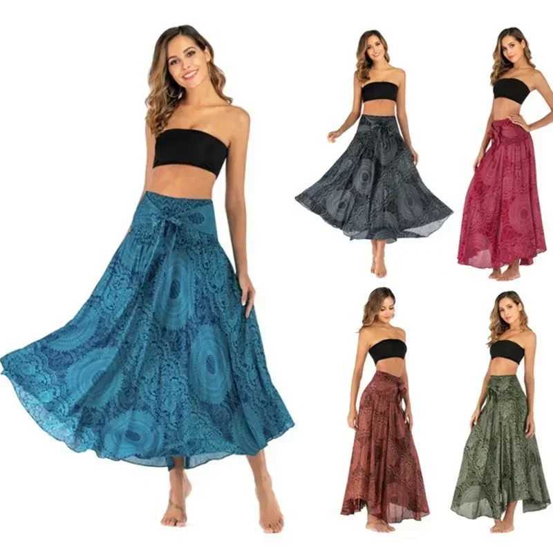Summer long womens bottom bohemian retro bidirectional beach dress long skirt womens dress Saia Jupe womens dress bohemian Faldas W250111