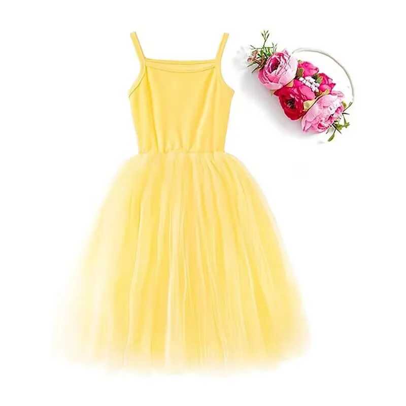 Preschool girl solid Tutu dress baby fluffy chiffon dress sleeveless cotton Sundress princess dress Pageant Par 0-5T W250111