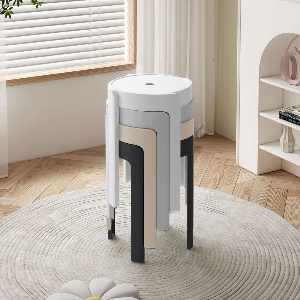 093 stool for household use, thickened round stool, modern simple creative living room dining table, plastic high chair that can be and stacked