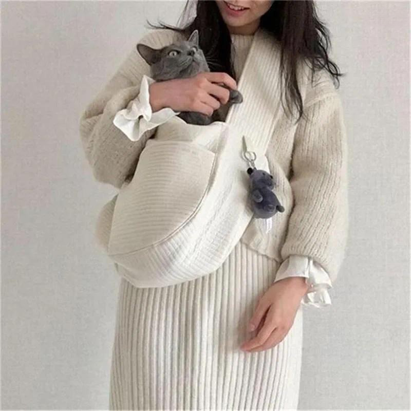Dog Carrier Handmade Bag Pet Kitten Outdoor Travel Handbag Canvas Single Shoulder Cat Sling Comfort Tote Breathable