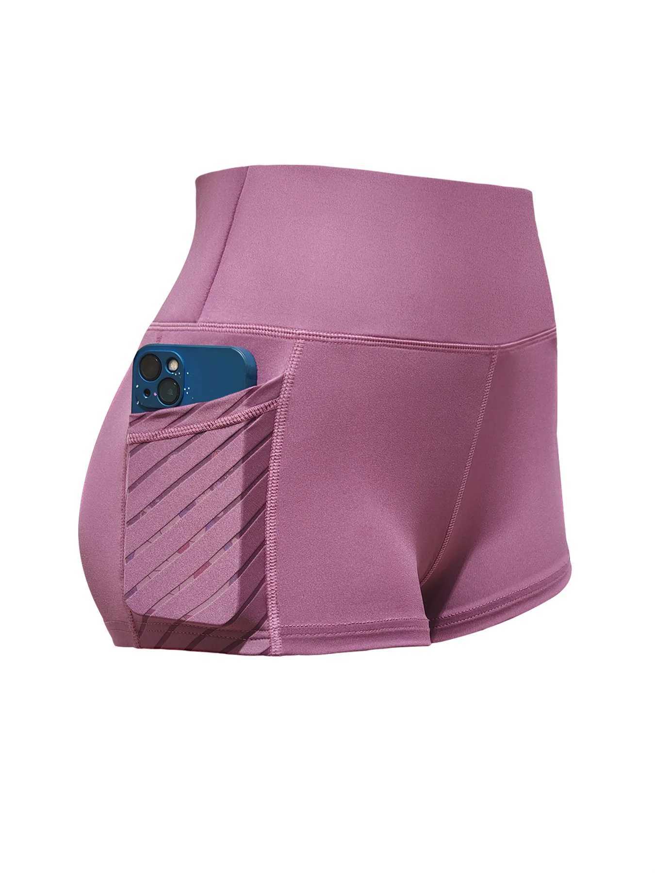 Womens High Waist Elastic Yoga Shorts With Side Pocket Hip Lifting Running Fitness Sports Shorts Gym ActivewearXJ250111