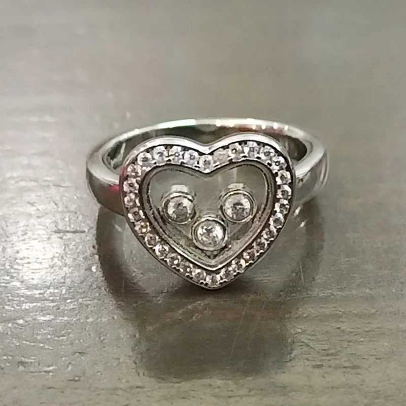 High quality AAA zircon mobile 3-stone heart-shaped ring suitable for womens fashion jewelry W250111