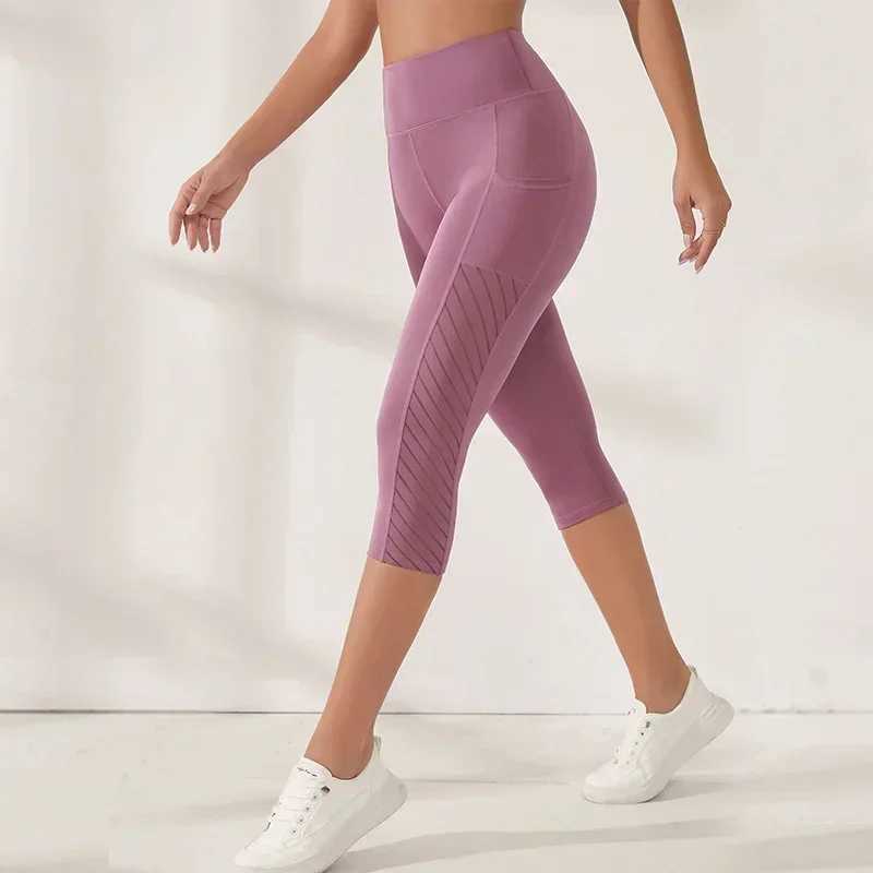 Sports shorts womens nine-point pants high-waisted hip-lifting running yoga side bag tights quick-drying gym sportswearXJ250111