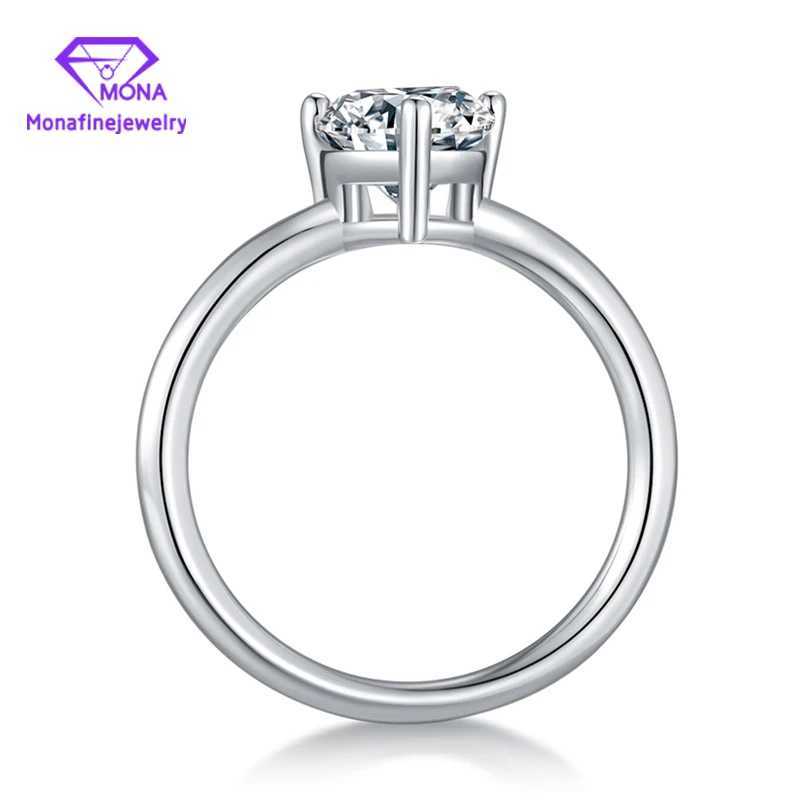 GRA certified 2CT VVS pear shaped silica stone womens wedding ring silver plated white gold birthday jewelry W250111