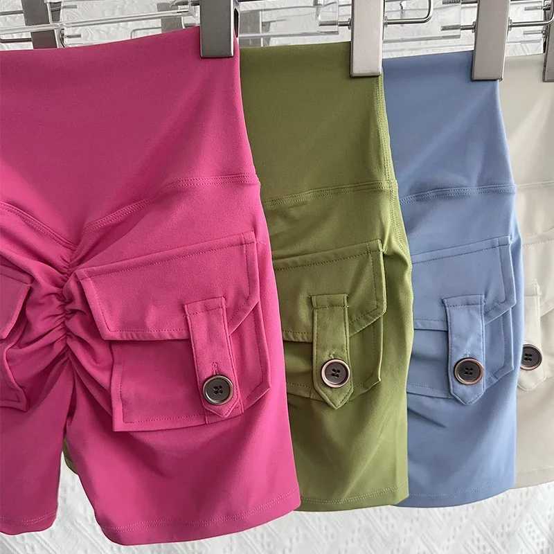 Nude High Waist Peach Butt Sport With Pocket Yoga Shorts Leggings Quick Drying Gym Training Cycling Outdoor sports ShortsXJ250111