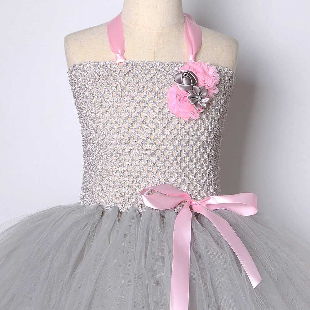 Pink gray Easter bunny costume for girls bunny Tutu dress and ear tie set childrens Halloween animal costume birthday costume W250111