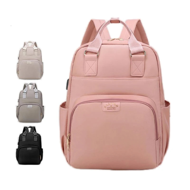 Mommy Diaper Bags Baby Stroller Bag Mother Maternity Backpacks Solid Color Waterproof Large Capacity Convenient Baby Nappy Bags 250106