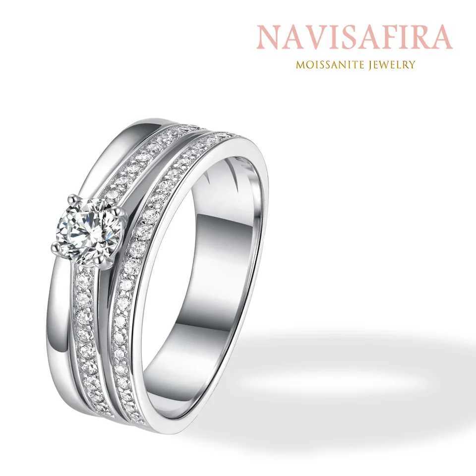 0.4Ct S925 Moissanite Card Ring with Zircon Accent Multi Layer Elegant Design Suitable for Engagement W250111