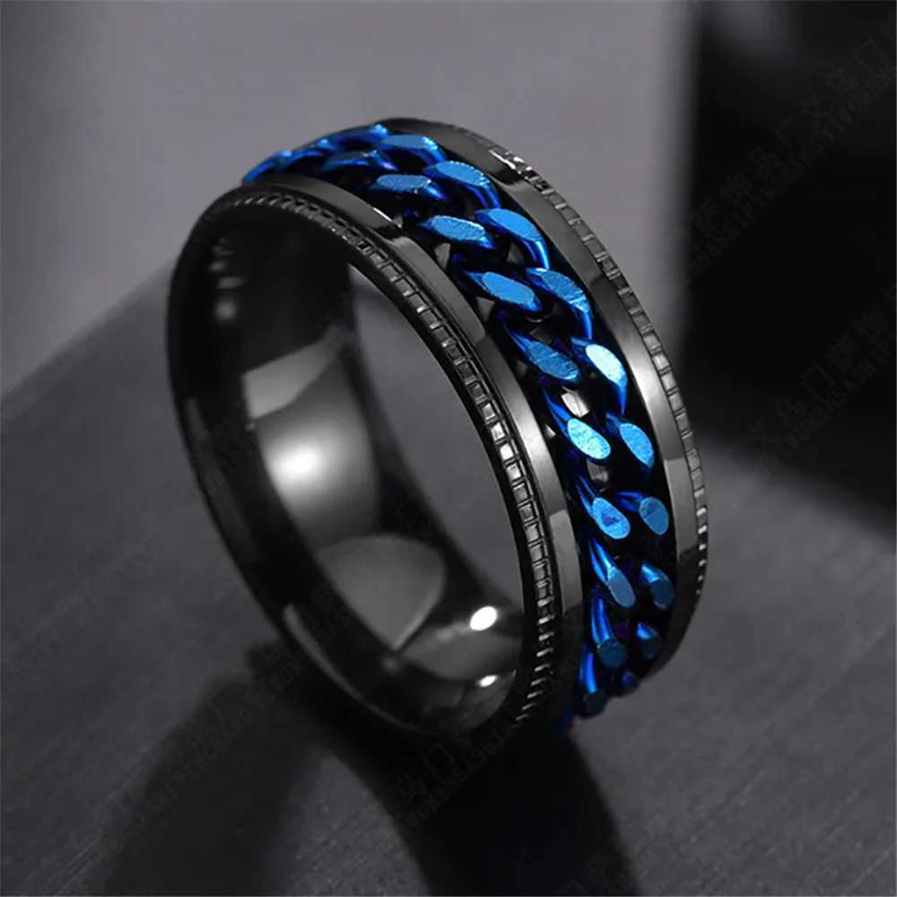2024 Cool Stainless Steel Rotating Mens Ring High Quality Rotating Chain Punk Womens Jewelry Party Gift W250111