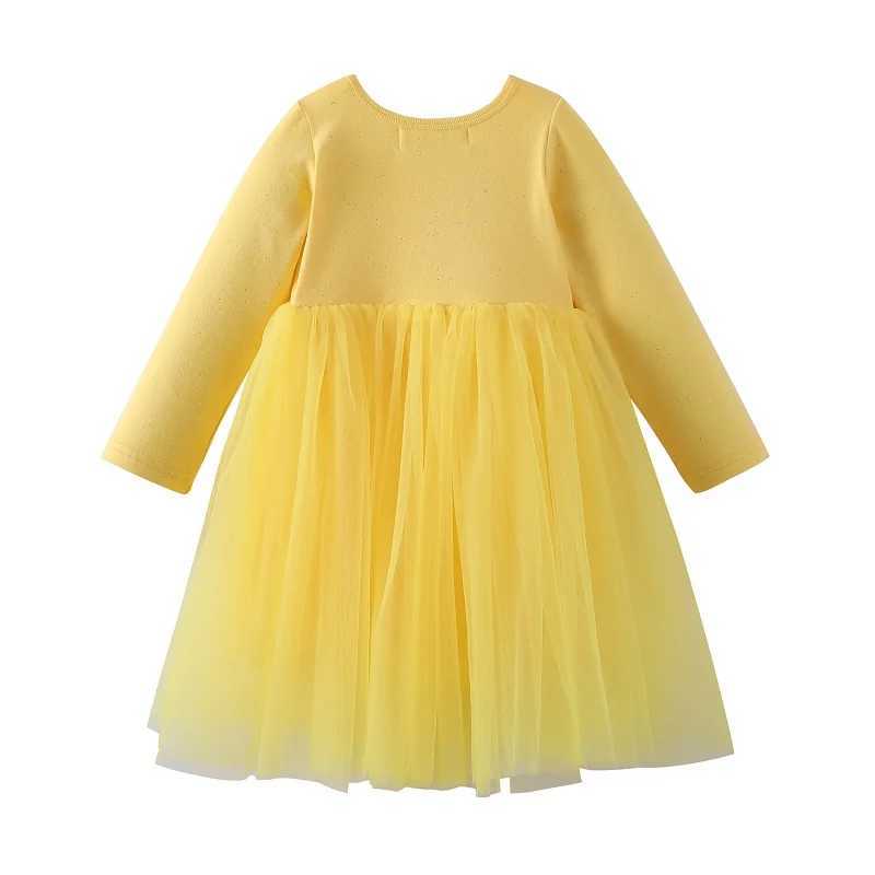 Mudkingdom Sparkle Girl Tutu Dress Long Sleeve Plain Shirt Girls Dress Solid Par Princess Dress Childrens Clothing Spring and Autumn W250111