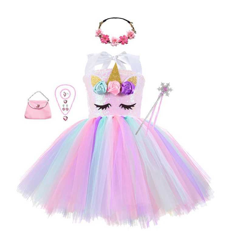 Princess girl Tutu dress set Pastel Flower baby girl birthday Par dress sheer childrens Halloween role-playing costume W250111