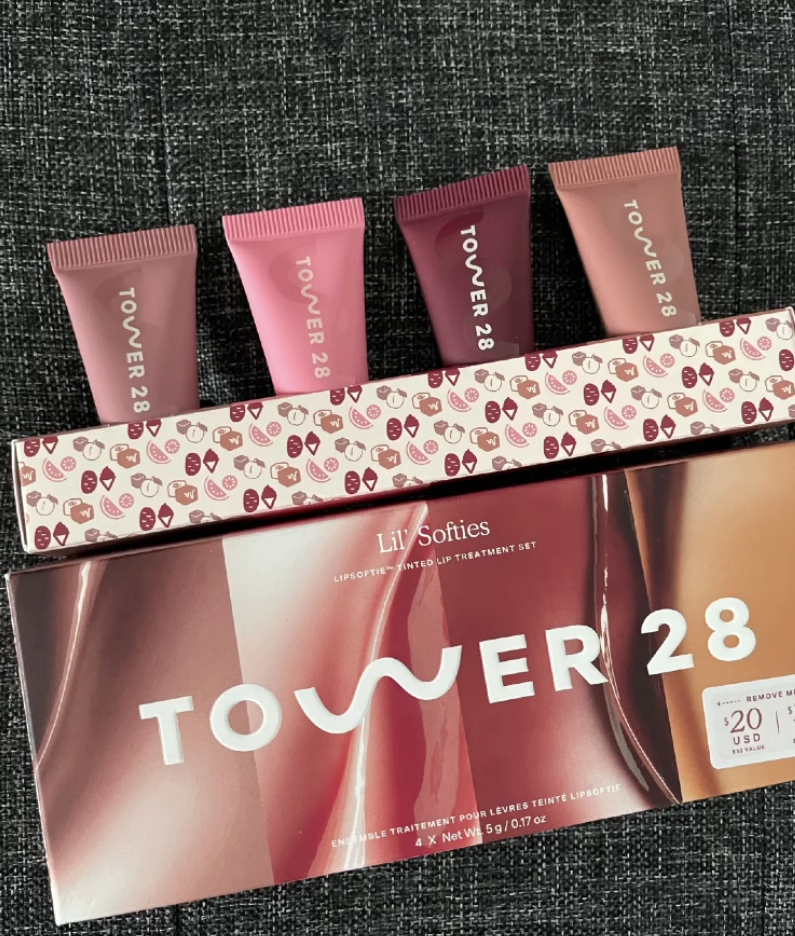 Tower 28 Beauty Mini Lil Softies Tinted Balm Sugar Plum 4*5G Deep Moisturizing Smoothing Es Daily Lip Care
