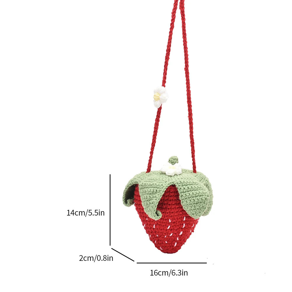 Cute Strawberry Shoulder Bag Fashion Cotton Rope Crochet Tote Knit Sling Purse for Women 250107