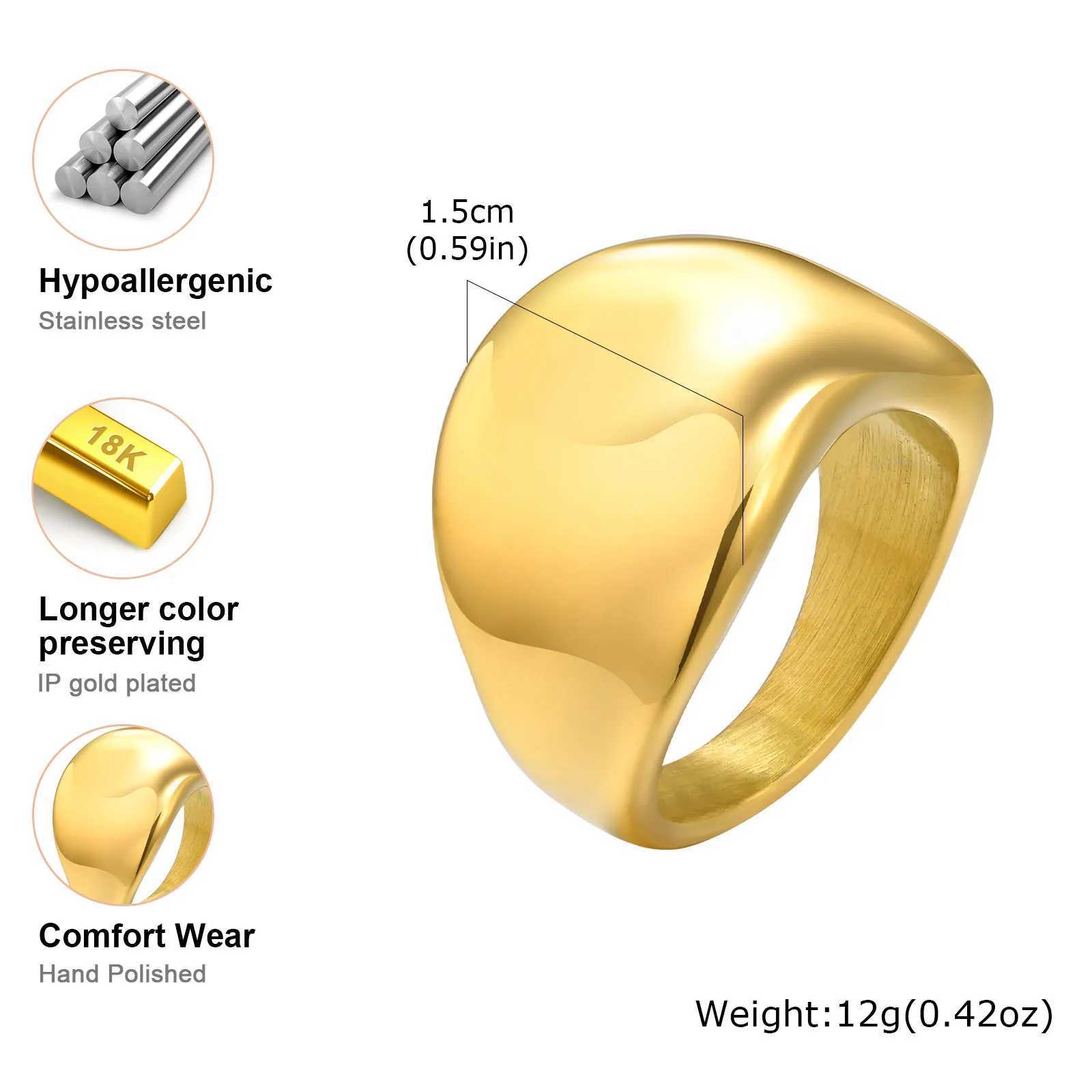 Vnox Stainl Steel Ring For Women GirlsHand Polished Smooth Metalic Texture Geometric RingsFashion Jewelry Statement GiftsXJ250110