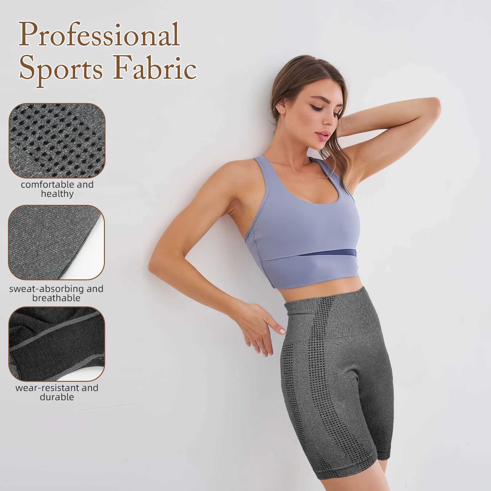 2pcs Sports Pants Fitness Yoga Shorts Women Body Sculpting Tight Breathable Quick-drying Sexy High Waist Running ShortXJ250111