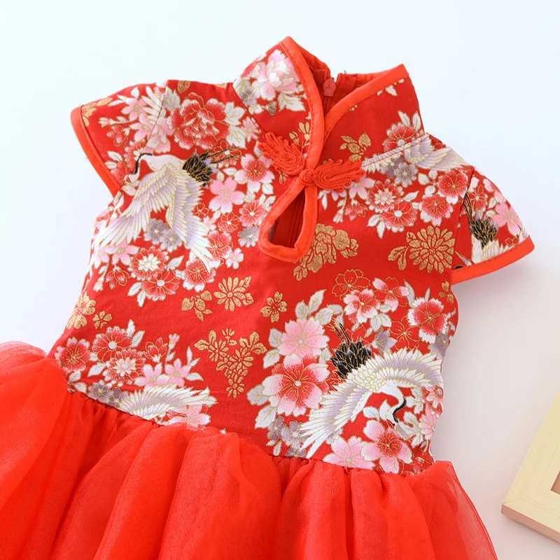 Girl Dress Spring/Summer Childrens Chinese Chiffon Childrens Cheongsam Princess Dress Girl Baby Tutu Clothing W250111