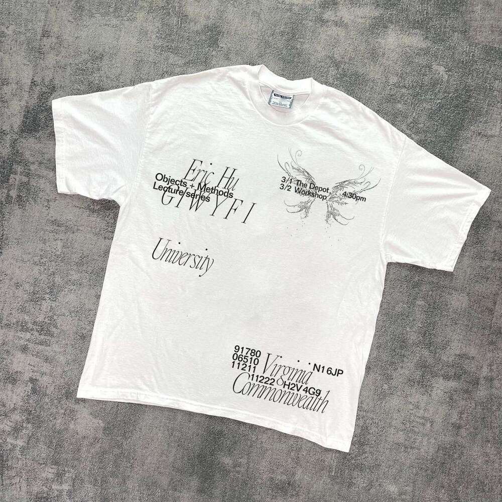 Summer American style minimalist graffiti letter printed short shirt for men, hip-hop, loose, trendy couple, half sleeved T-shirt, niche