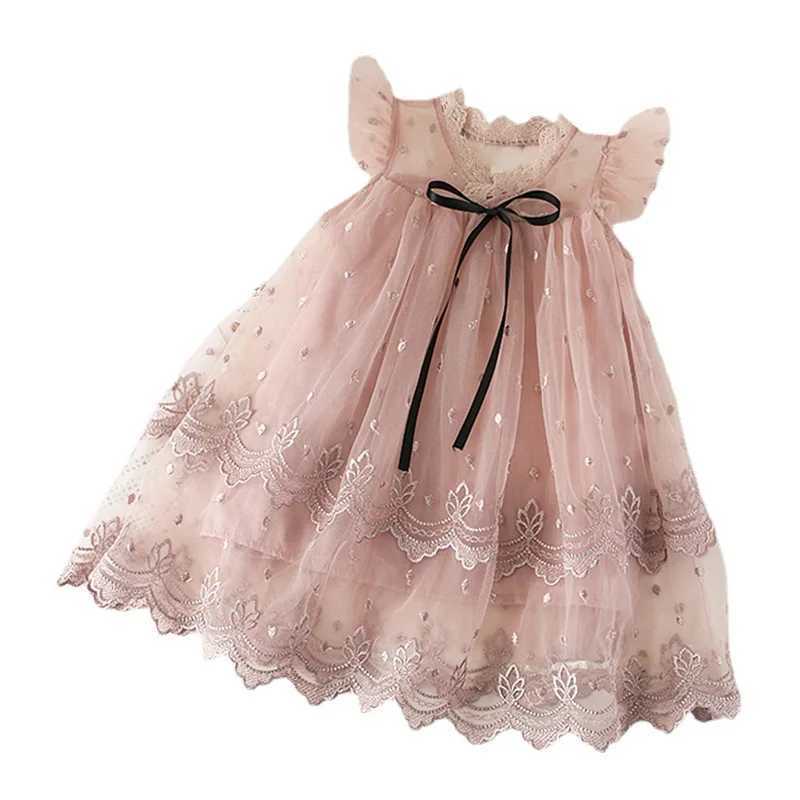 3-8 year summer princess girl dress floral print ruffled sleeves lace Tutu mini dress W250111
