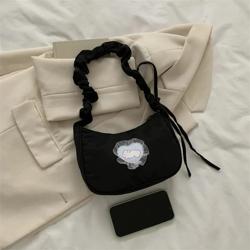 Pop Style Small Bag Autumn/Winter Korean Version Retro Pleated Carrying Armpit Bag Casual Lace Shoulder Bag 250106