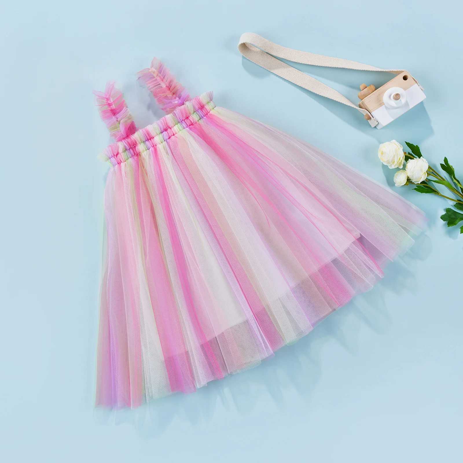 0-5Y baby girl summer dress 2023 new childrens sleeveless sequin star chiffon Tutu dress Par princess girl costume W250111
