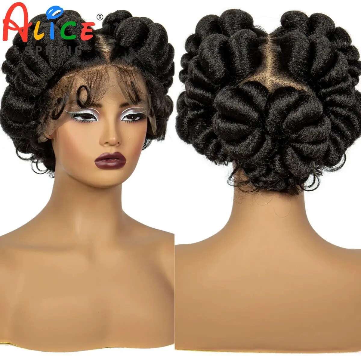 Synthetic Full Handmade Bantu Short Cute Natural Braided Lace For Black Women Knotless Braids Wigs