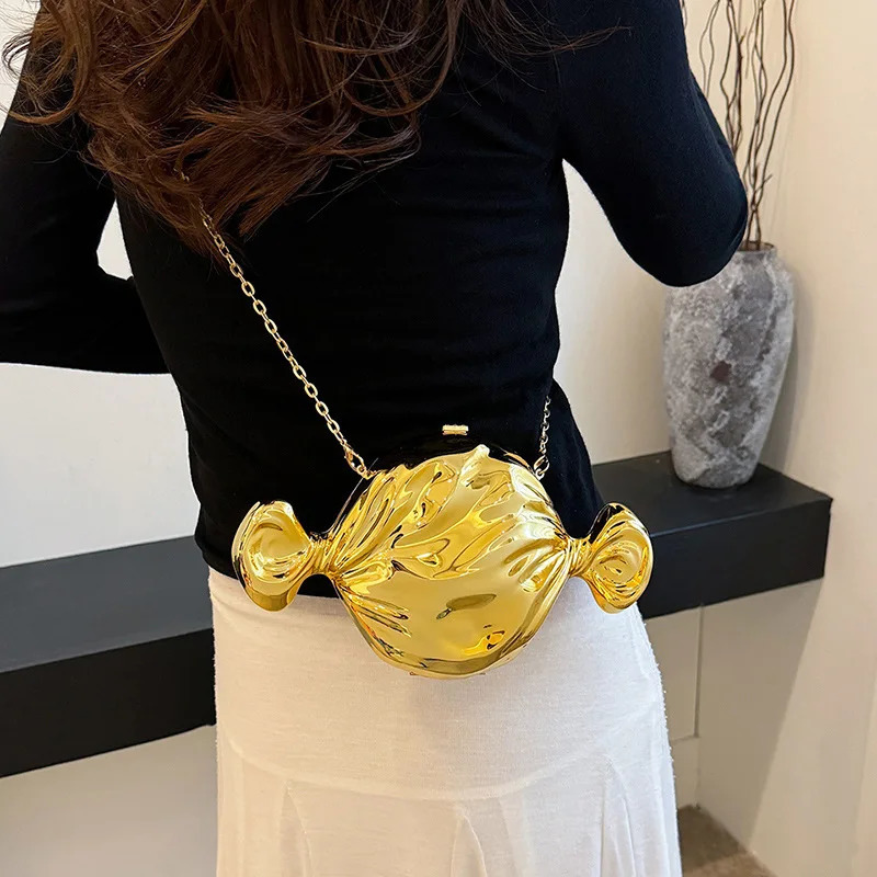 Fashion Wedding Purse Lipstick Bag Womens Handbag 2024 Gold Geometric Evening Clutch Bag Versatile Crossbody Bag Chain 250106