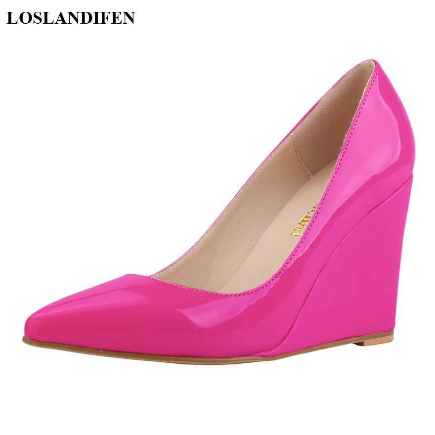 New Arrival 14 Color Womens Patent Leather Wedding Shoes Autumn Dot Toe Light Womens Pump Red Yellow High Heels Womens Wedding Shoes T250110