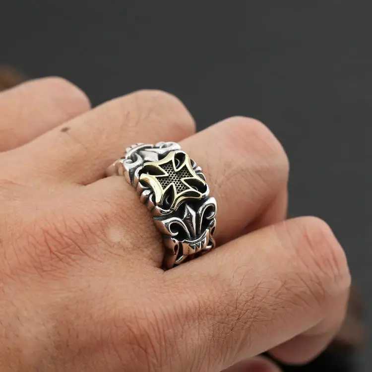 New Punk Big Cross Ring Resizable Fashion Mens Personality Design Jewelry Street Retro Gothic Trend Accories Gifts WholesaleXJ250110