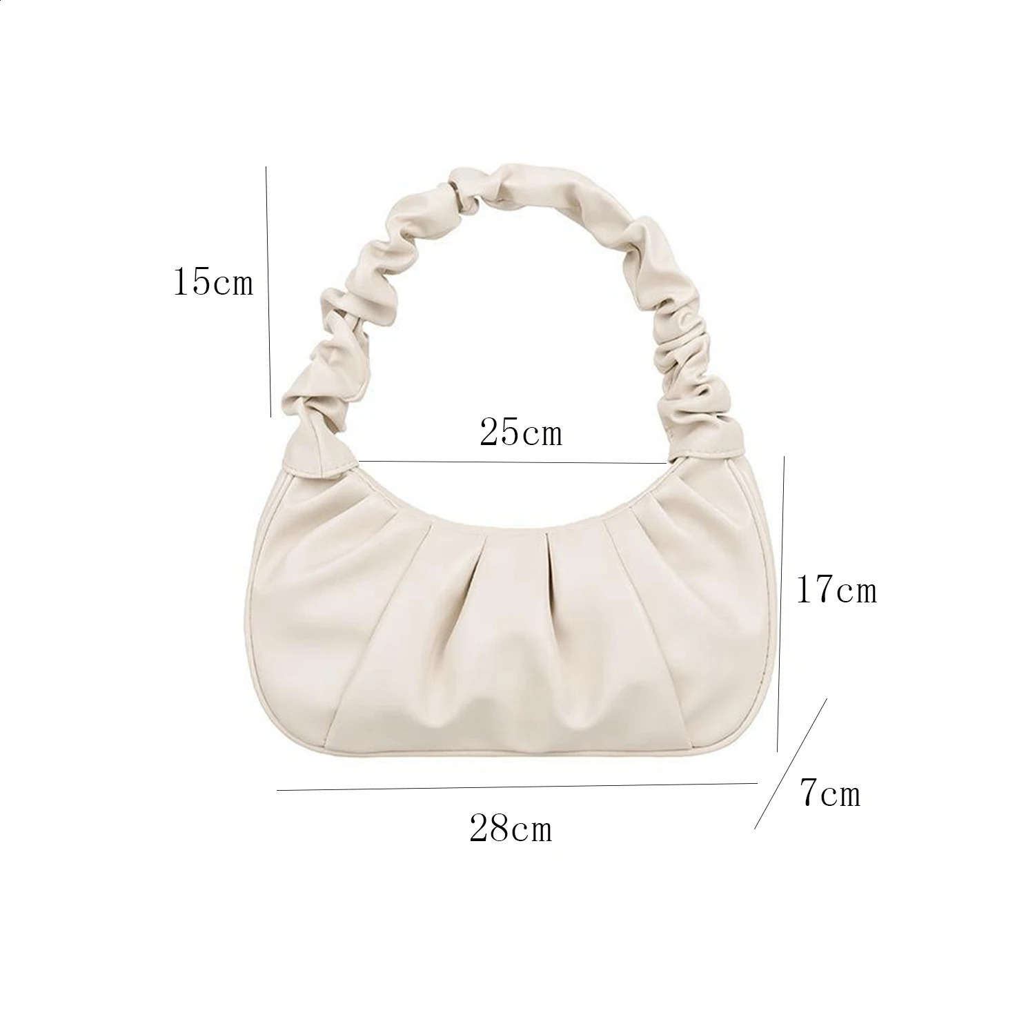 1 PC Summer Pleated Handbags For Women PU Cloud Bags Armpit Bag Shopping Shoulder Bags Dumpling Handbag 250106