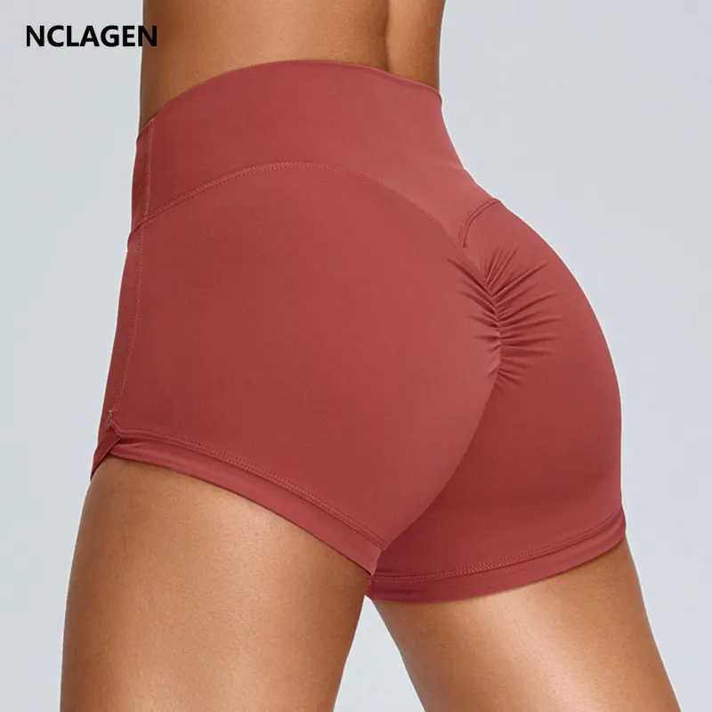NCLAGEN Sports Shorts Women Gym High Waist NO Front Seam Naked Feel Fitness Leggings Running Scrunch Peach Butt Biker ShortsXJ250111