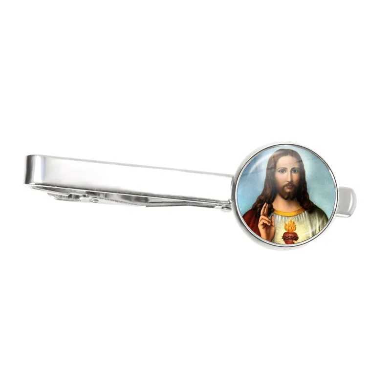 Virgin Mary and Baby Jesus Tie Clip Mens Metal Tie Clip Necklace Clip Pin Religious Art Jewelry Christian Gift W250111