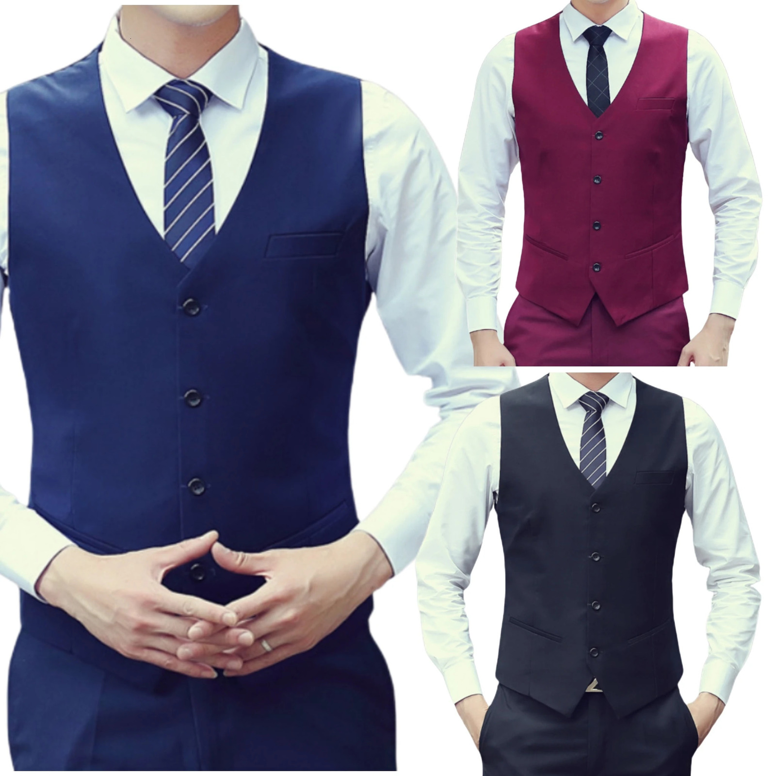 Retro Style Vest with VneckCasual Business Cardigan for Mensinglebreasted Suit Vests Menvest Office 250107