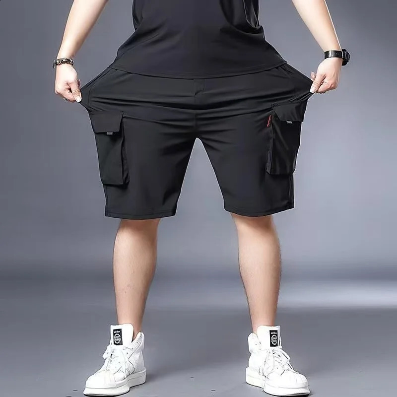 Mens Summer Ice Silk Quick Dry Knee Pants Loose Breathable Beach Shorts Athleisure plus Size Casual Clothing Cargo pants 250108
