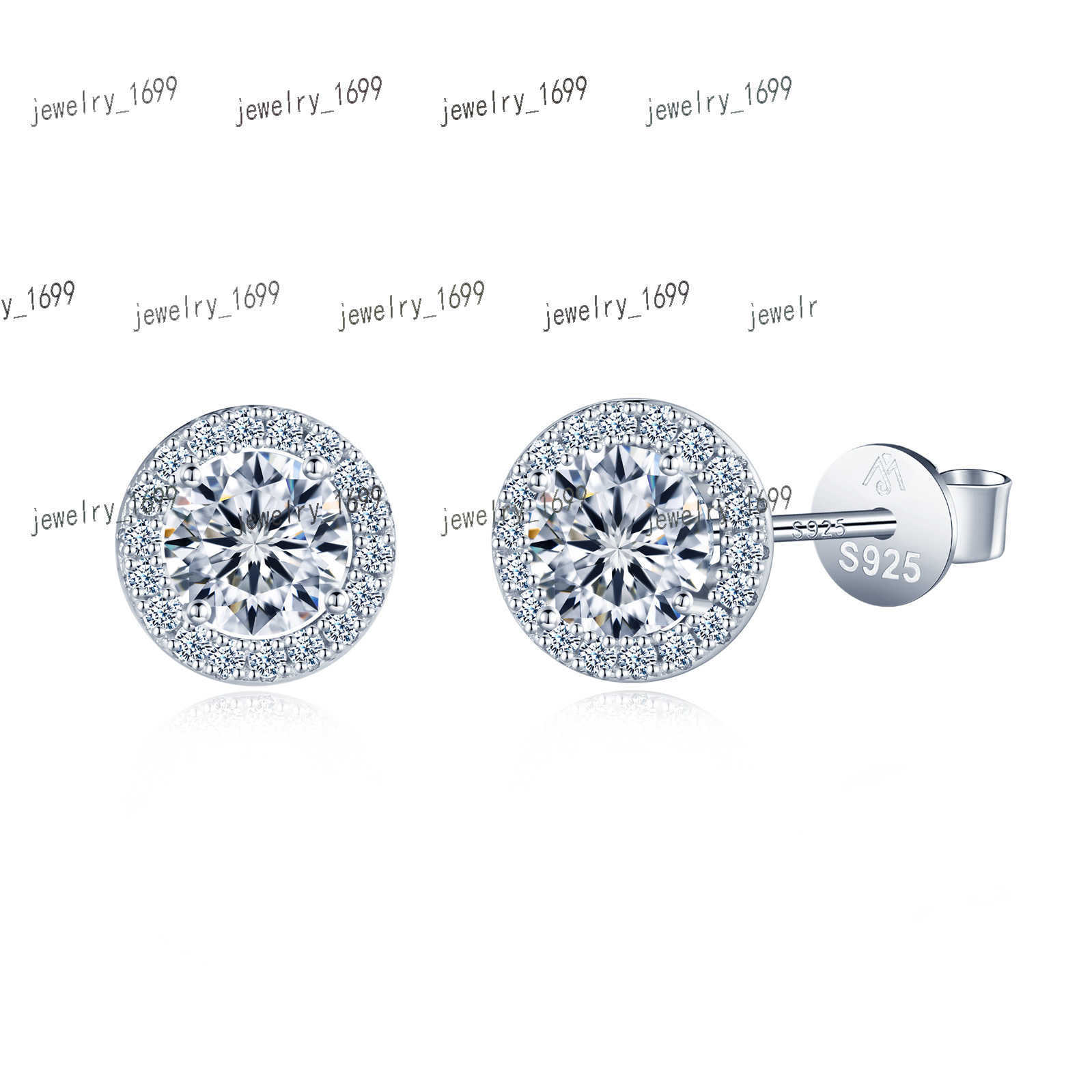 Fine stud earrings 925 sterling silver ladies moissanite earing for women
