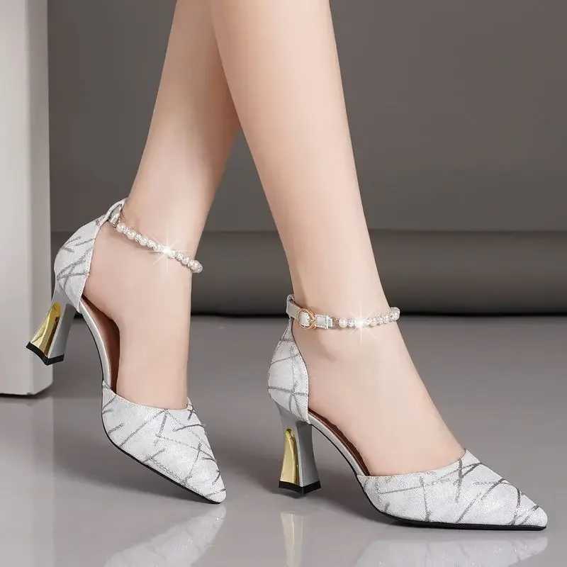 New Arrival Beads Pumps Pointed Tip Womens High Heels Sandals Womens Luxury Womens Shoes Trend Mary Jane High Heels T250110