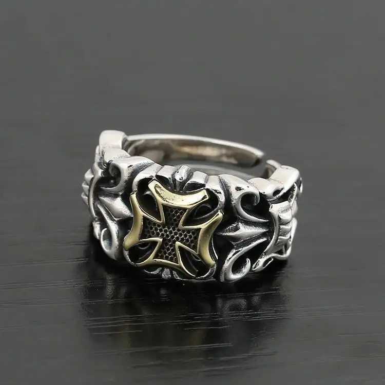 New Punk Big Cross Ring Resizable Fashion Mens Personality Design Jewelry Street Retro Gothic Trend Accories Gifts WholesaleXJ250110