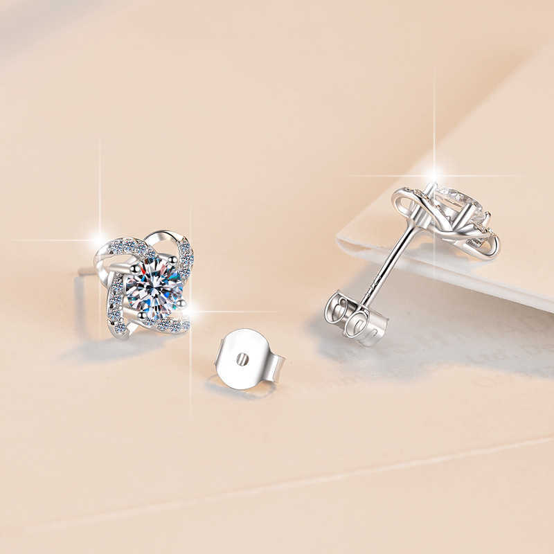 Fine Jewelry Fashion windmill 0.5CT Round Diamond Studs Earrings GRA Certified Moissanite S925 sterling silver earrings