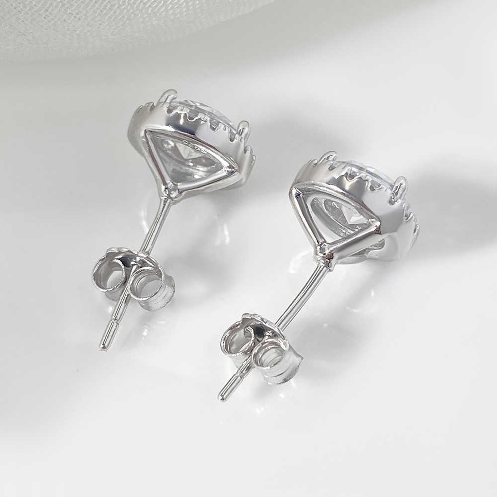 foxi hot selling S925 silver clear cz stud earrings high quality 100% 925 sterling silver stud earrings for women