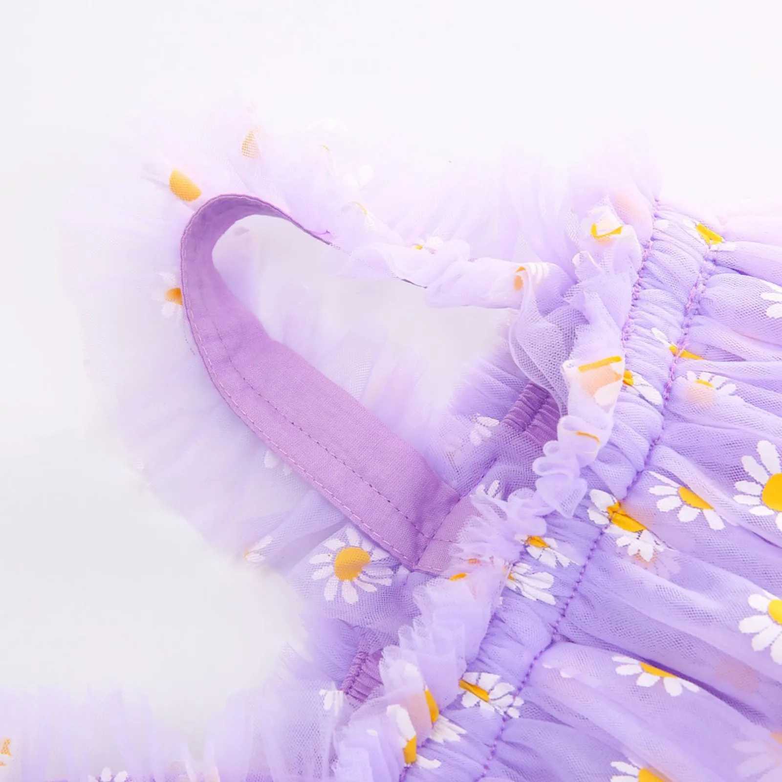 1-6Y Childrens Dress Childrens Girl Par 2025 Summer Sleeveless Daisy Flower Tutu Dress Layered Tulle Dress Princess Birthday Dress W250111