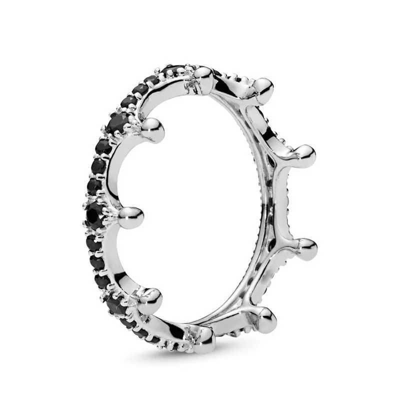 New 100% Pure Silver Princess Crown Sparkling Love Heart CZ Ring W250111