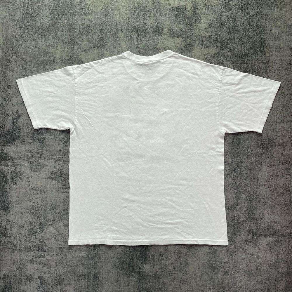 Summer New Loose Tattoo Angel Printed Short Top for Men with Simple and Personalized Design, Hand drawn Graffiti Half Sleeve