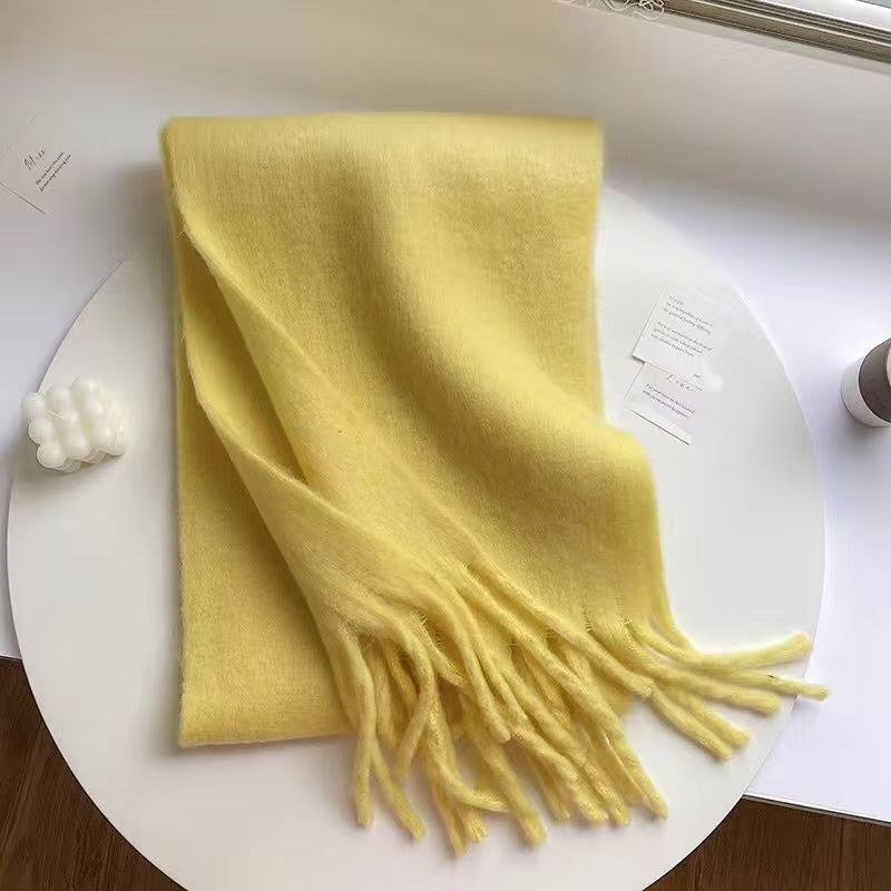 T088 solid color scarf women's winter thick shawl warm neck scarf all-match men's autumn and winter outerwear