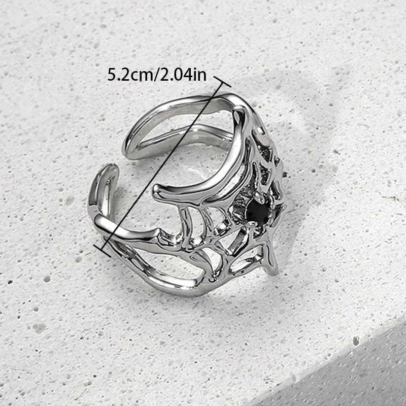 3 Styles Electroplating Black Heart Spider Web Opening Finger Rings Irregular Y2K Vintage Rings Punk Gothic Jewelry Party GiftsXJ250110