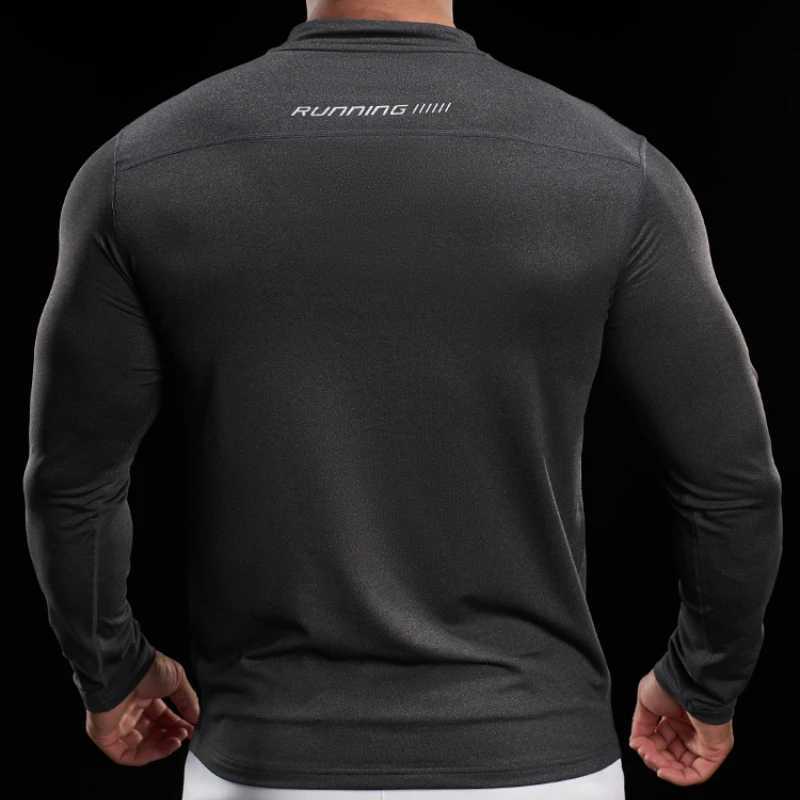 New mens jogging T-shirt fitness top running training suit round neck quick drying breathable long sleeved shirt W250111