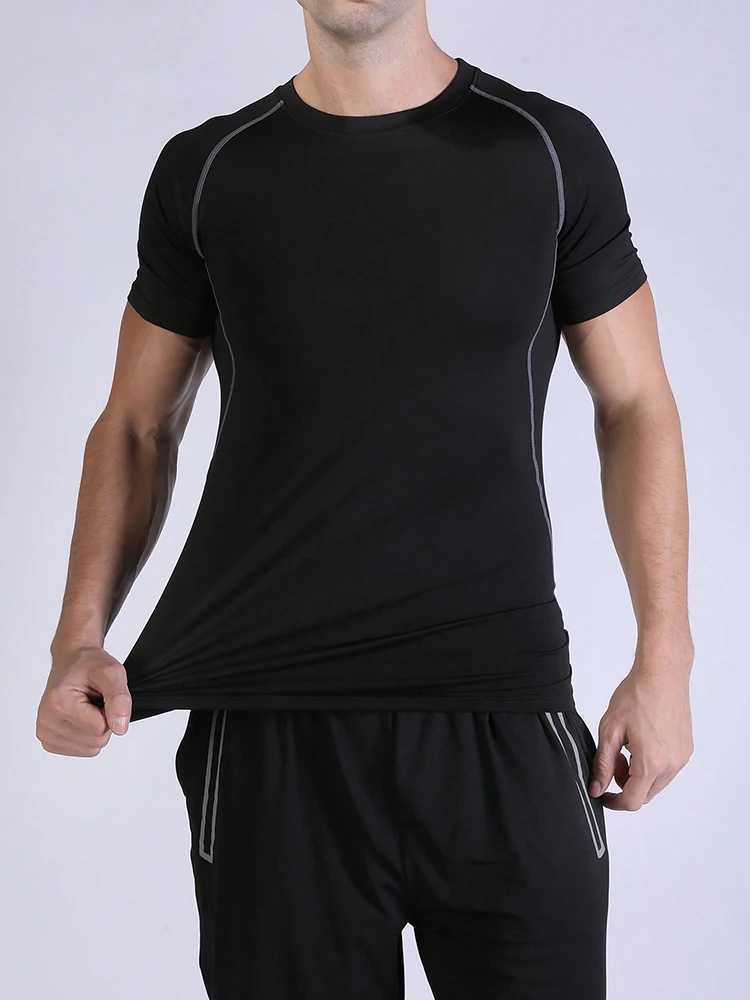 Mens quick drying compression T-shirt quick drying short sleeved running T-shirt summer fitness wear mens basic T-shirt W250111