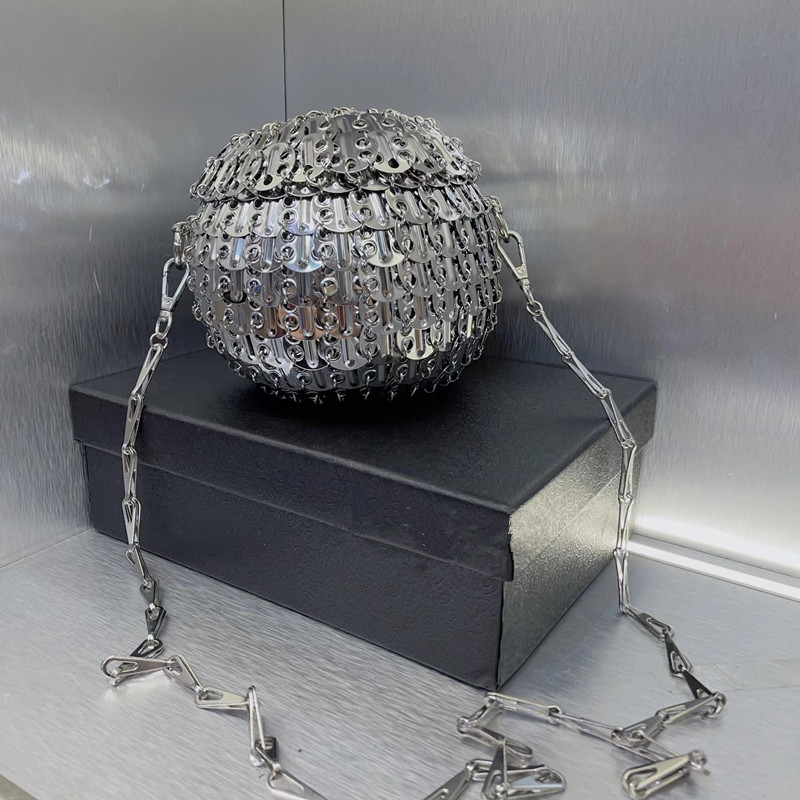 Designer Aesthetic Bags Women's Bag Handmade Woven Metal Sheet Metal Ball Shoulder Bag Women Luxury Holiday Party Evening Bag