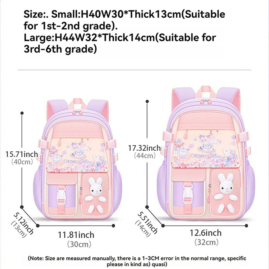 Cute Trend CHILDRENS Shoulders Backpack Elementary School Students Schoolbag 1-2-3-4-5-6 Grade Girls 6-12 Years Old Waterpr 250109