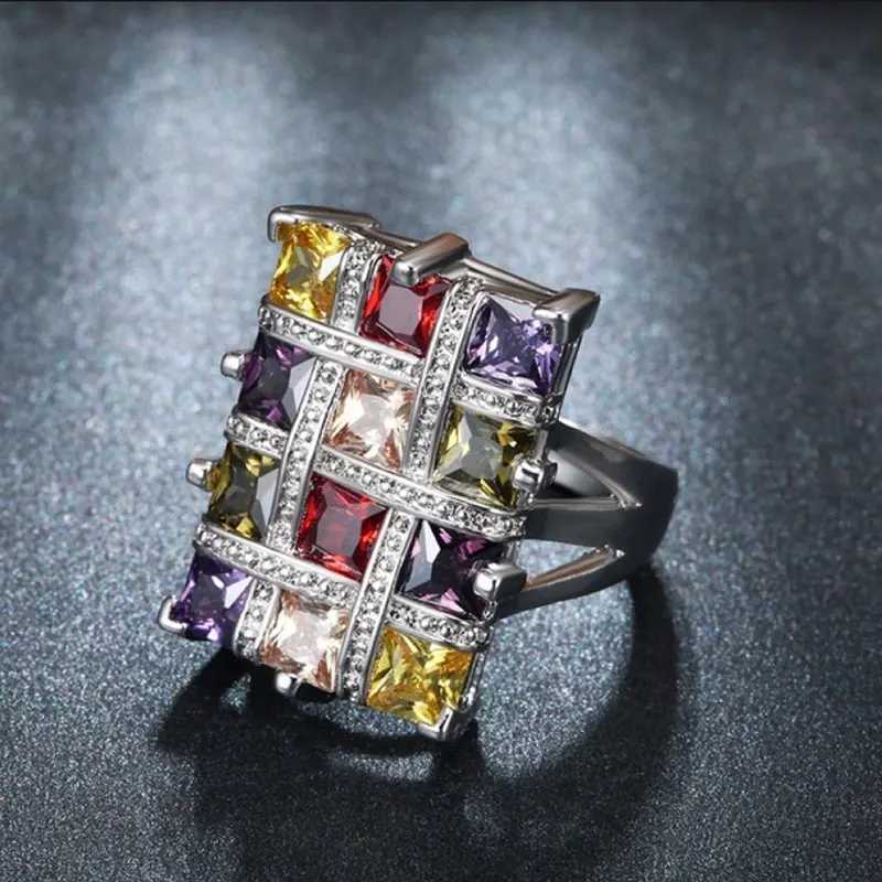 Fashion Jewelry Colorful Zircon Female Ring Confion Gift Party AccoriesXJ250110